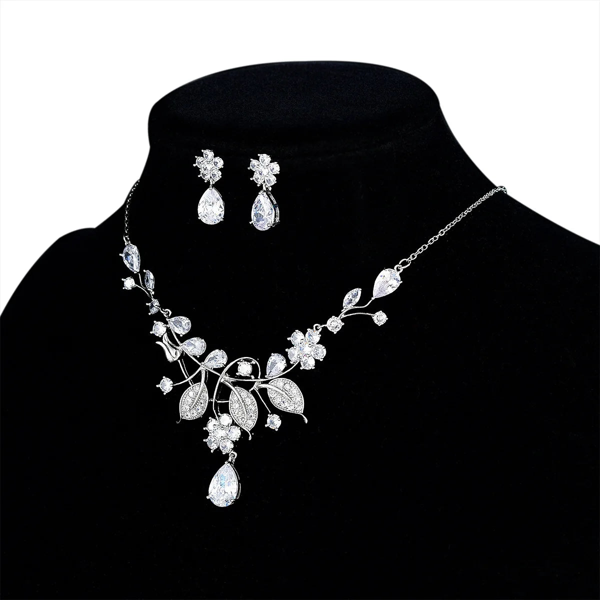 New Fashion Bridal Zircon Jewelry Set Adjustable Necklace Elegant  Earrings Necklace Jewelry Set for Women