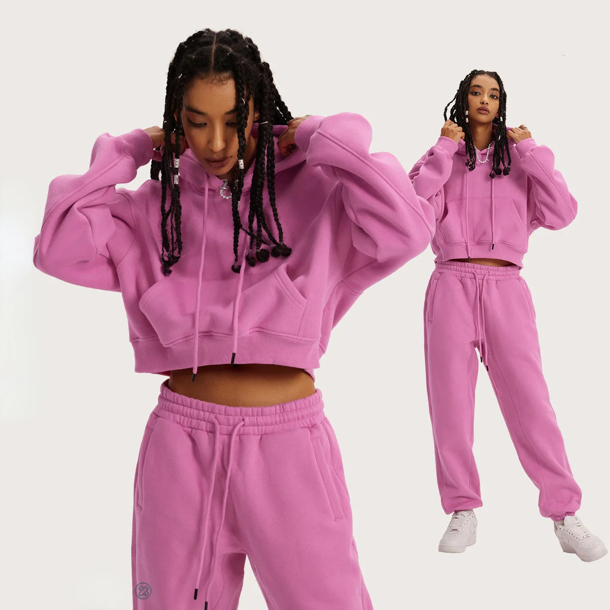 Oversized Custom Logo Plain Blank Pullover Unisex Streetwear Hoodie Set Sweatshirts