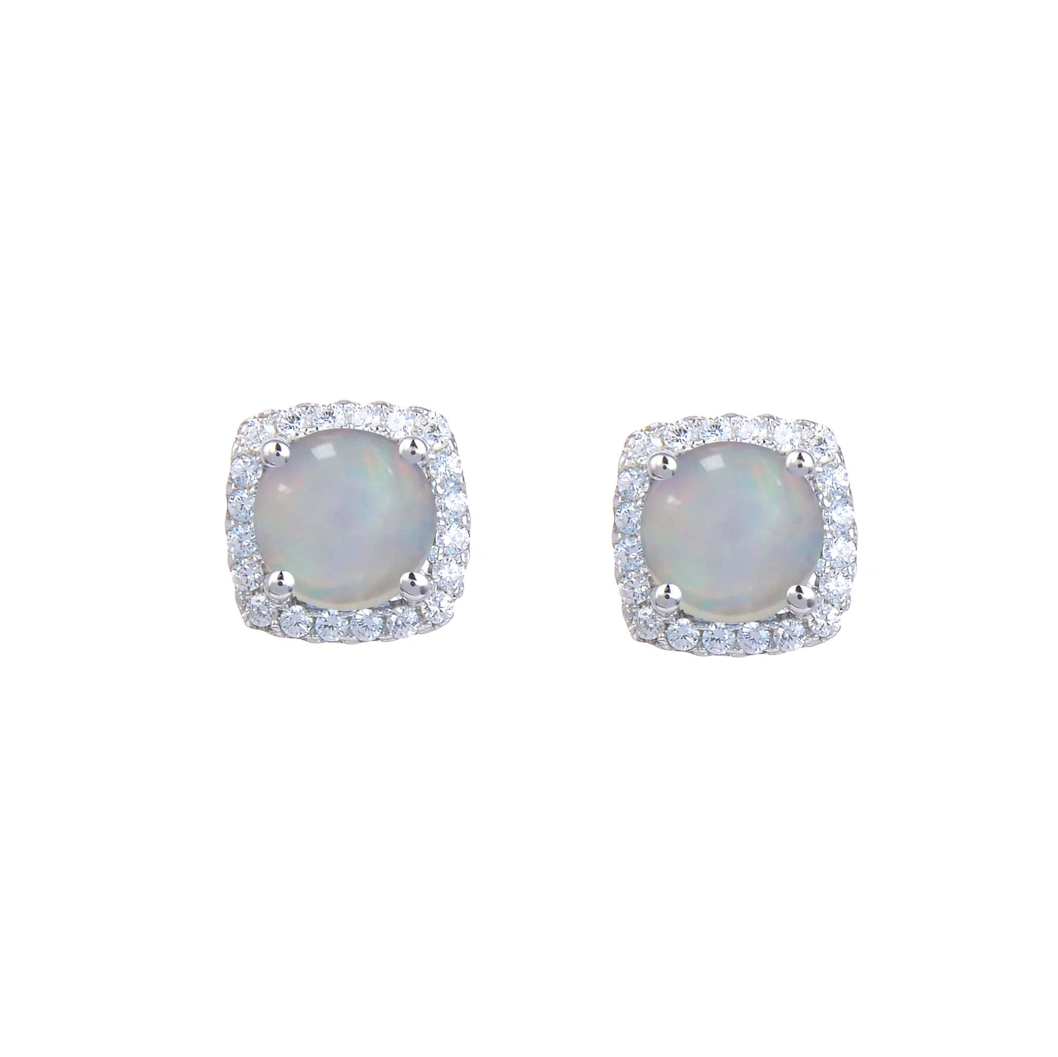 Wholesale Natural Gemstone Opal Stud Earrings Sterling 925 Silver Fashion Earrings Jewelry