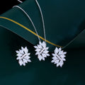 Wholesale Flower Shape CZ Drop Dangle Necklace and Earring Women Wedding Bridal Jewelry Set for Women Fashion Jewelry