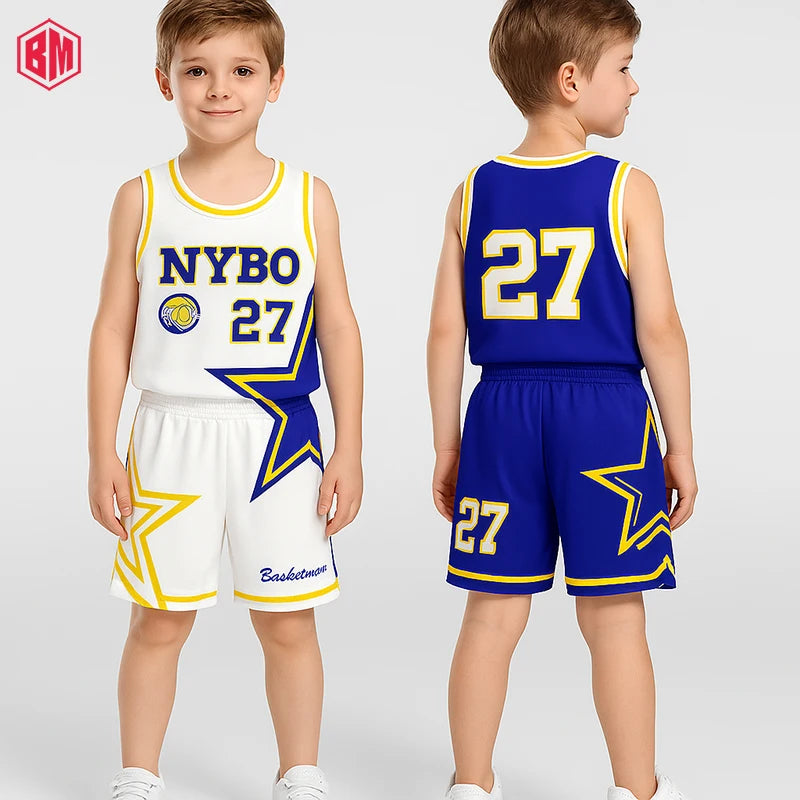 Stylish Children's Basketball Training Jersey Breathable & Game Ball Included Trendy Basketball Uniform