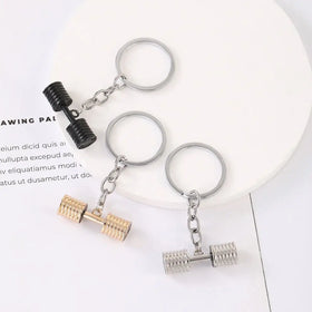 Fashion Accessories Strong Man Dumbbell Metal Key Chain Mini Dumbbell Discus Barbell Keyring Fitness Keychain Gym Souvenir Charm
