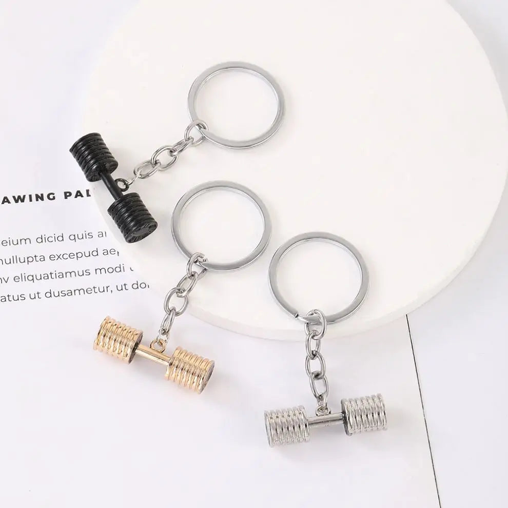 Fashion Accessories Strong Man Dumbbell Metal Key Chain Mini Dumbbell Discus Barbell Keyring Fitness Keychain Gym Souvenir Charm