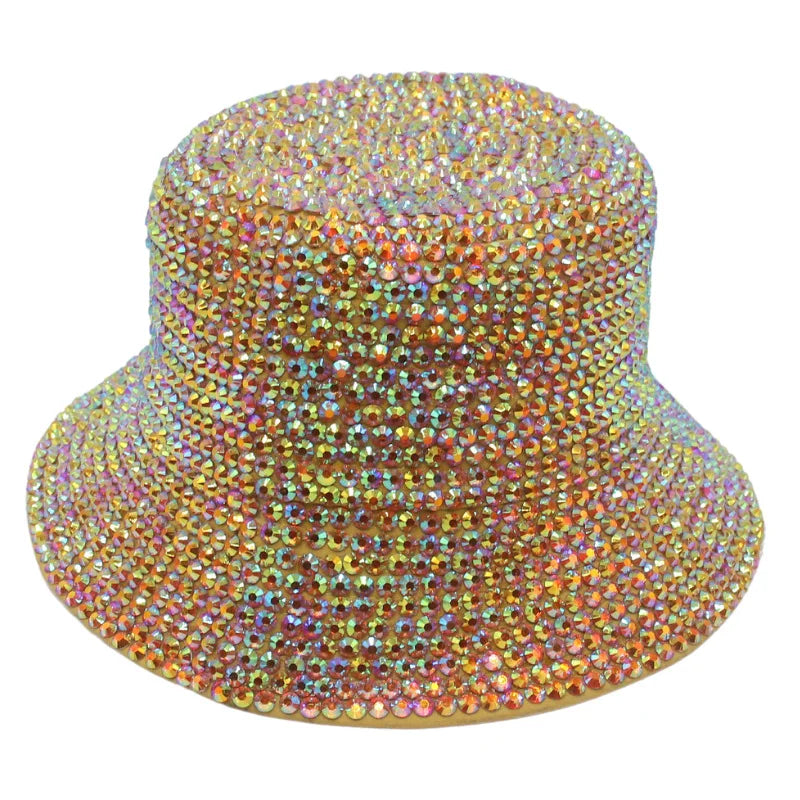 Ready to Ship New Can Custom logo Fashion Rhinestone Bucket Hat Women Stylish Fisherman Sun Cap Hats