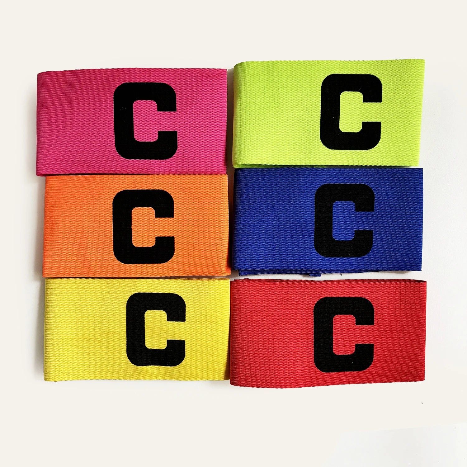 Premium Anti-Drop C Mark Colored Elastic Polyester Captain Armband Customizable Logo Youth Adult Football Team Accessories