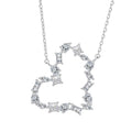Daidan Silver Necklace 925 Sterling Heart Necklace Silver 925 Valentine Geometric Heart Hollow Necklace