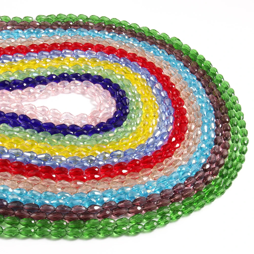 Wholesale 8*12mm Faceted Waterdrop Shape Crystal Loose Spacer Beads for Jewelry Making DIY