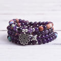 6mm 108 Prayer Beads Mala Yoga Gemstone Long Tassel Bracelet Imperial Jasper Amethyst Beaded Charm Bracelets for Women
