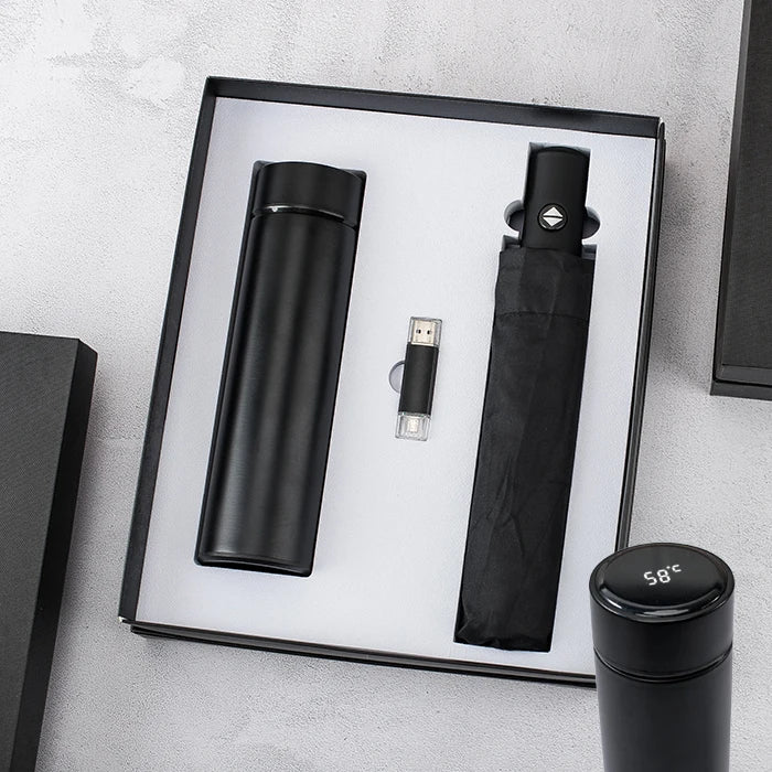 Christmas Gifts Gift Set Vacuum Cup  USB Flash Drive  Umbrella Innovative Products Gift Sets for Men and Women