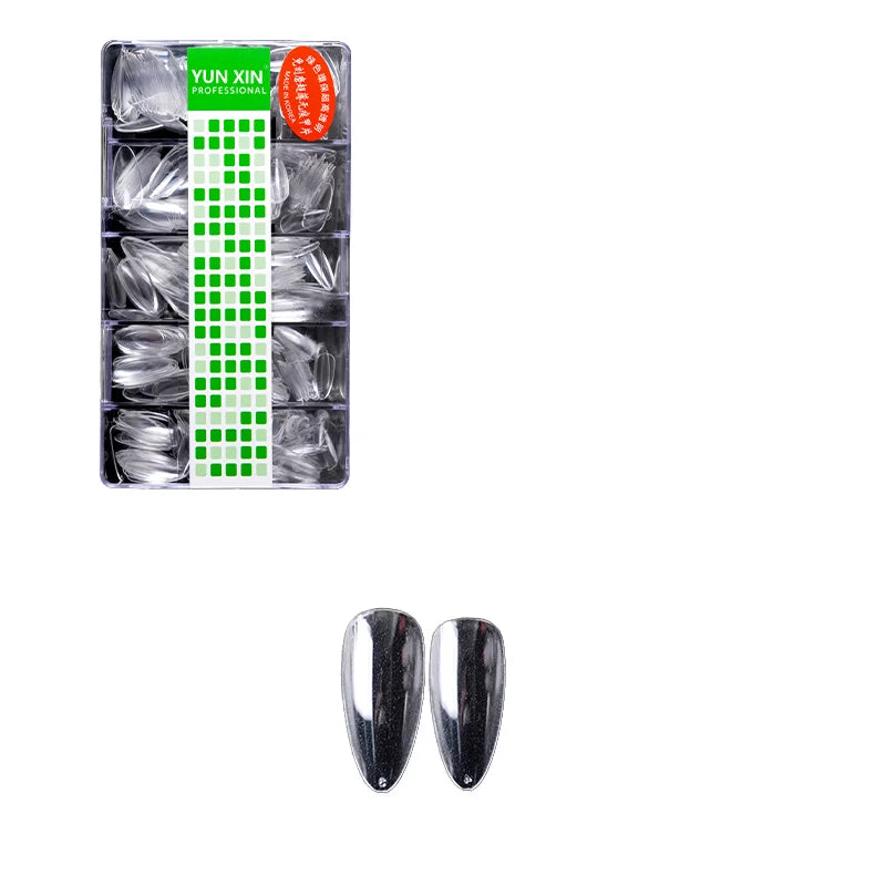 500 Pcs Trending 2023 New Arrival Elegant Transparent Drop Shape No Trace Artificial Jelly Tips Press Nails Extension Salon Use