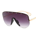 Outdoor Fashion Oversized One Piece Rimless Studded Unque Gradient Women Sunglasses Custom Logo Men Trend Shades UV400 OT6992