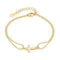 Wholesale Christian Jewelry Simple Statement Design Double Layer Beaded Chain Cross Stainless Steel Charm Bracelet