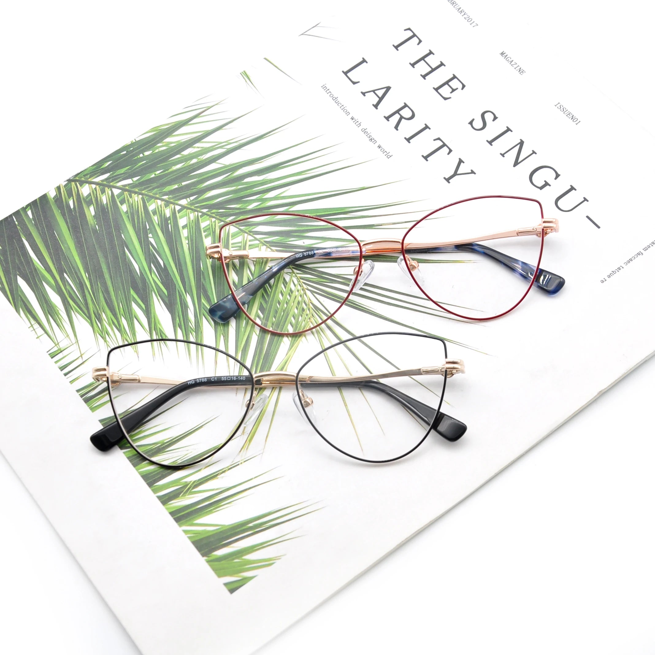 Fashion Cat Eye Shape Front Optical Frame Glasses for Women Style Stainless Steel Material
