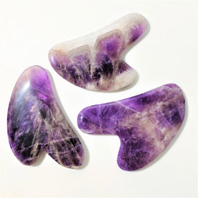 HY Popular Sell Amethyst gem guasha tool heart shape good for health Purple Crystal Guasha Board