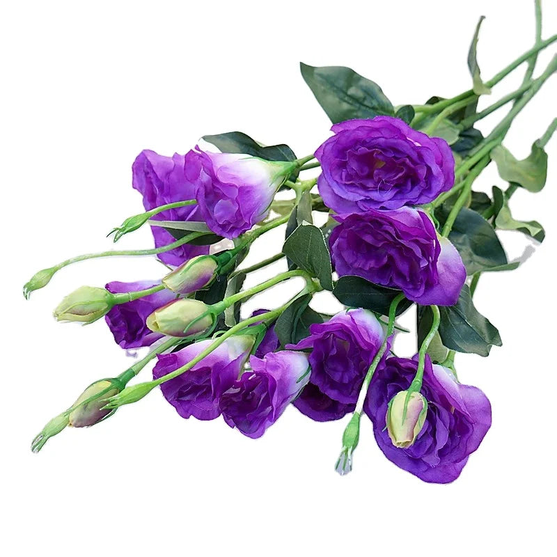 Wholesale 3 Heads Silk Eustoma Grandiflorum Artificial Lisianthus Flower for Home Decoration