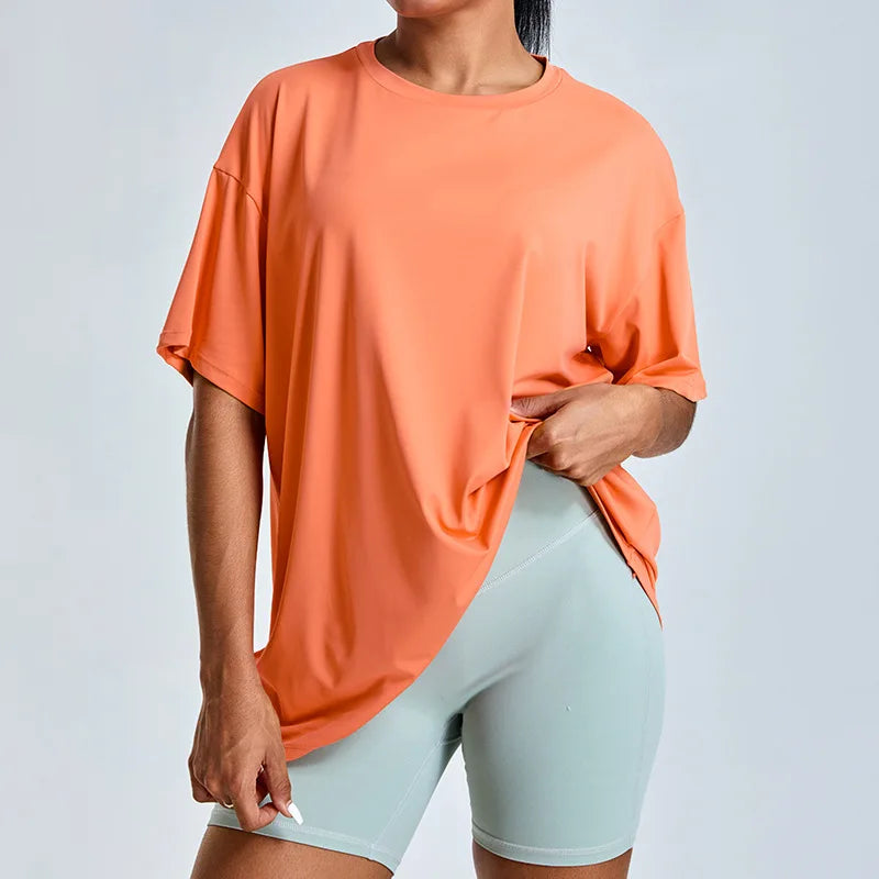 New Arrival Woman's Sports Yoga T-shirt Solid Color Plus Size Breathable Quick-dry Woman's Casual Sportswear