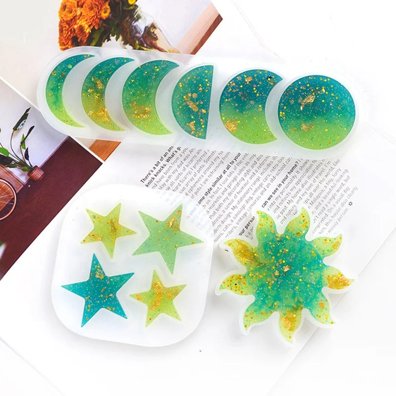Moon Phase Pendant Molds Sun Star Ornament Silicone Mold for Home Decoration