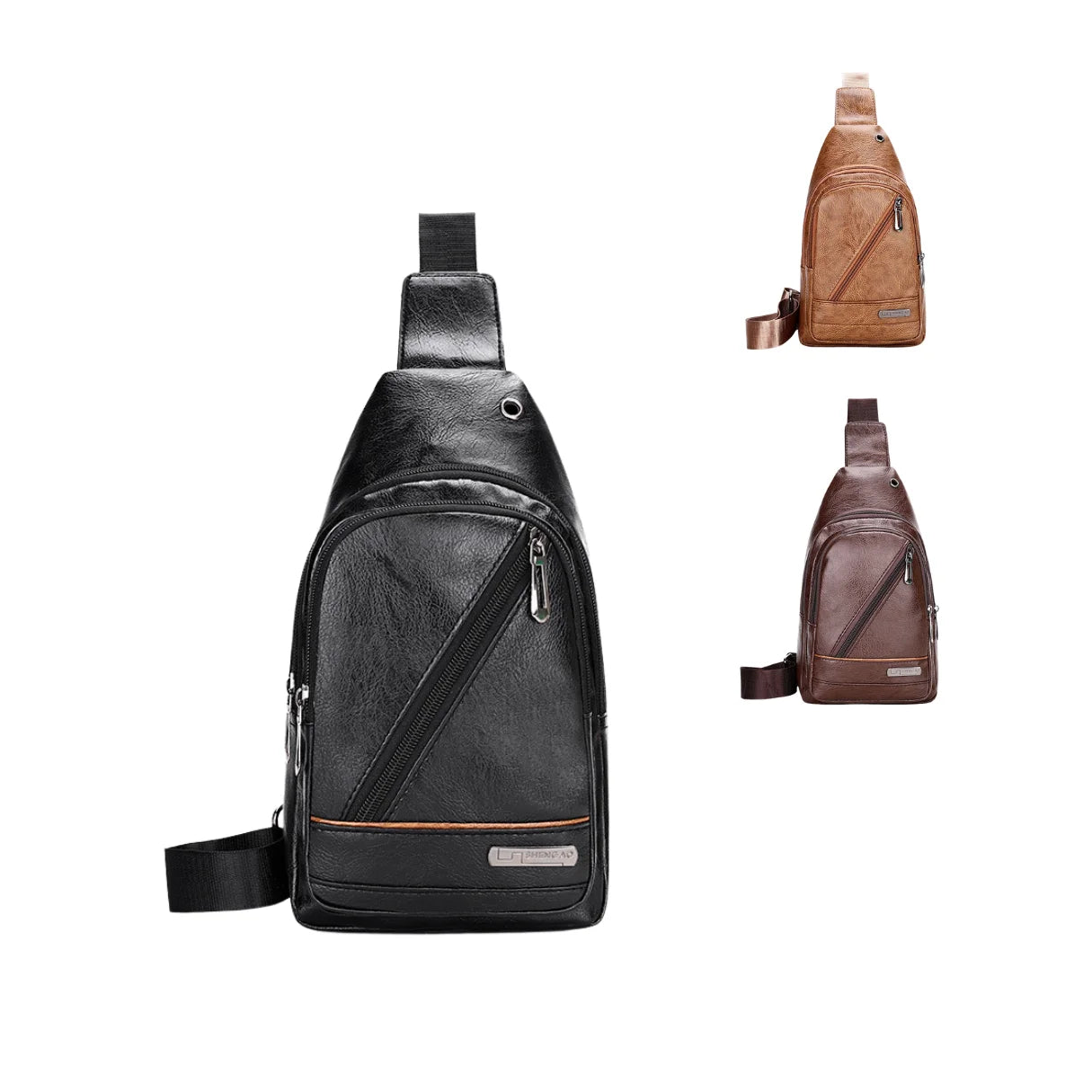 Fashion Men's Crossbody Sports Sling One Shoulder Chest Bag Men With Headphone Jack Korean Sling Bags