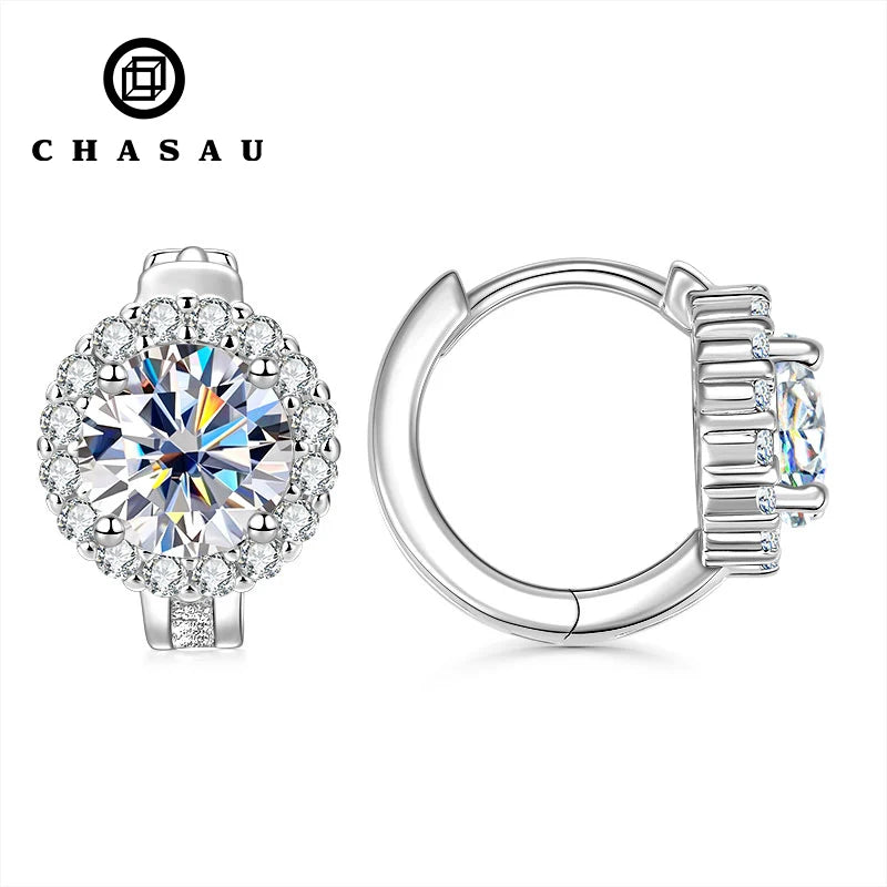 Passed Diamond Test GRA Certificated Shinning Sparkling Hoop 14K Gold Filled Iced Out Moissanite Earrings
