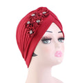 Wholesale Fashion Flower Turban With Beaded Accessories Solid Color Twist Flower Turban for Ladies