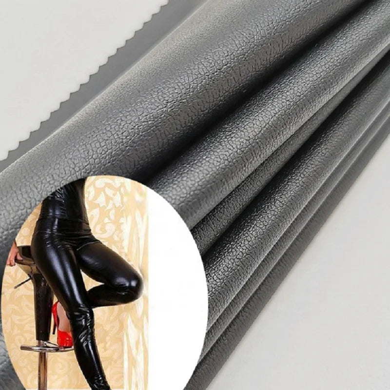 PFAS FREE Eco-Friendly Heavy Faux Leather Fabric Black PU Leather Skirts Jackets Leggings Garment Roll Packing Accessory