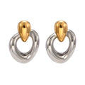 Personalized Custom Fashion Jewelry Earrings 18K Gold Plated Stainless Steel Gold Silver Colorblocking Line Sense Unisex