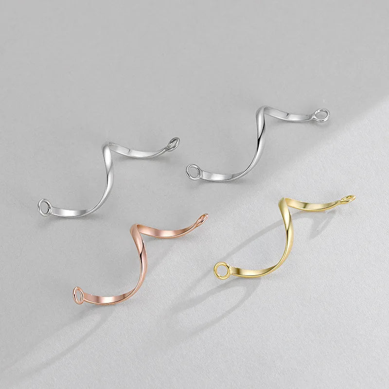 Wholesale 925 Sterling Silver Twisted S Pendant With Connector Gold Plated S Charm for Diy Bracelet Necklace Jewelry Making