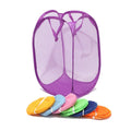 Wholesale Promotional Storage Net Laundry Bag Pop up Washing Foldable Laundry Basket Durable Mesh Hamper
