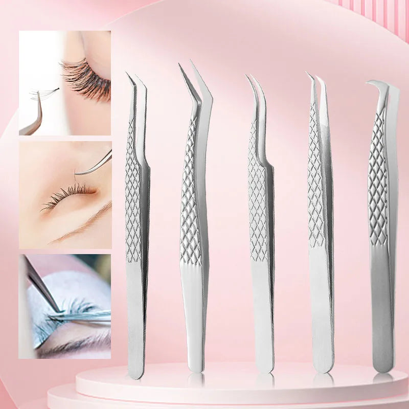 Private Label Thin Straight Volume Lash Tweezers Strong Hold Fiber Tip Custom Lash Extension Tweezers