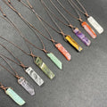 Healing Amethyst Gemstone Flat Long Handmade Leather Wrap Necklace Spiritual Rose Quartz Necklace for Men Bride Jewelry Gift