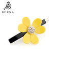 Korean Style Small Yellow Flower Kids Hair Pins Acetate Flower Hair Clips Rhinestone Acetic Acid Girls BB Pins