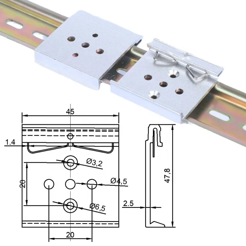 C35 C45 Electrical Guide Rail Installation Bracket Snap Hook Type Buckle for Easy Fixing