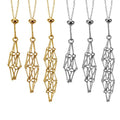 CSJA Wholesale 18k Gold Plated Stainless Steel Crystal Cage Necklace Holder Adjustable Metal Chain Stone Collecting Holder