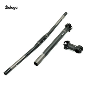 Full Carbon Fiber Handlebar Set with Water-decals for MTB Mountain Bike BMX Road Bicycles Carbon 3K Process Blackgrey