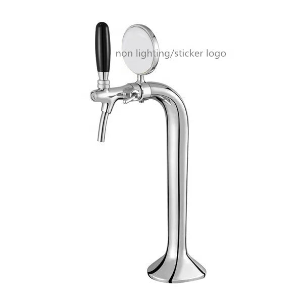 Chrome Plated Brass Cobra Beer Tower with Flow Control Tap  Beer logo Holder Medallion