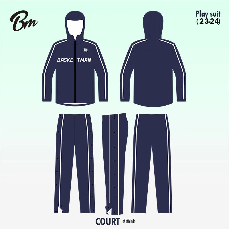 Unisex Zippered Hooded Warm-Up Training Suit Customized Club Team Logo & Name Elastic Waist Set for Breathable Training Wear