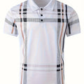 Premium Men's Checkered Print Golf Shirt Casual Breathable Half Button Short Sleeve Shirt Printed Polo Shirt Cotton for Outdoor