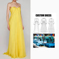 Brand Customization Floor-Length Women's Satin Pleated Wedding Guest Dress Sweep Train Long Dress Gowns