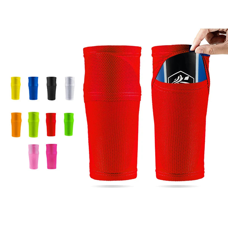 Double Layers Elastic Breathable Mesh Nylon Football Shin Pad Guards Sleeve Sublimation Soccer Shinguard Calf Protective Socks