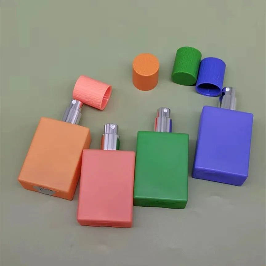 Square Portable Filling 50ml Macaron Color Perfume Bottle Glass Spray Pump Luxury Glass Bottle
