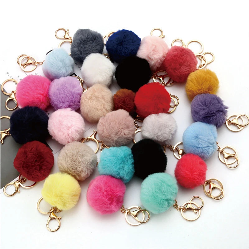 Trinket Artificial Fur Ball Keychain Pompom Fur Keychains on the Bag Cute Fluffy Faux Pompon Pendant Accessories
