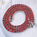 925 Silver Fashion Jewelry Hiphop Garnet Red Tennis Chain Iced out Moissanite Necklace Bracelet Set