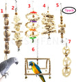 7 Pack Parrot Pet Bird Toy Natural Color Set Bird Swing Climbing Ladder Stand Set Flying Bird Toy