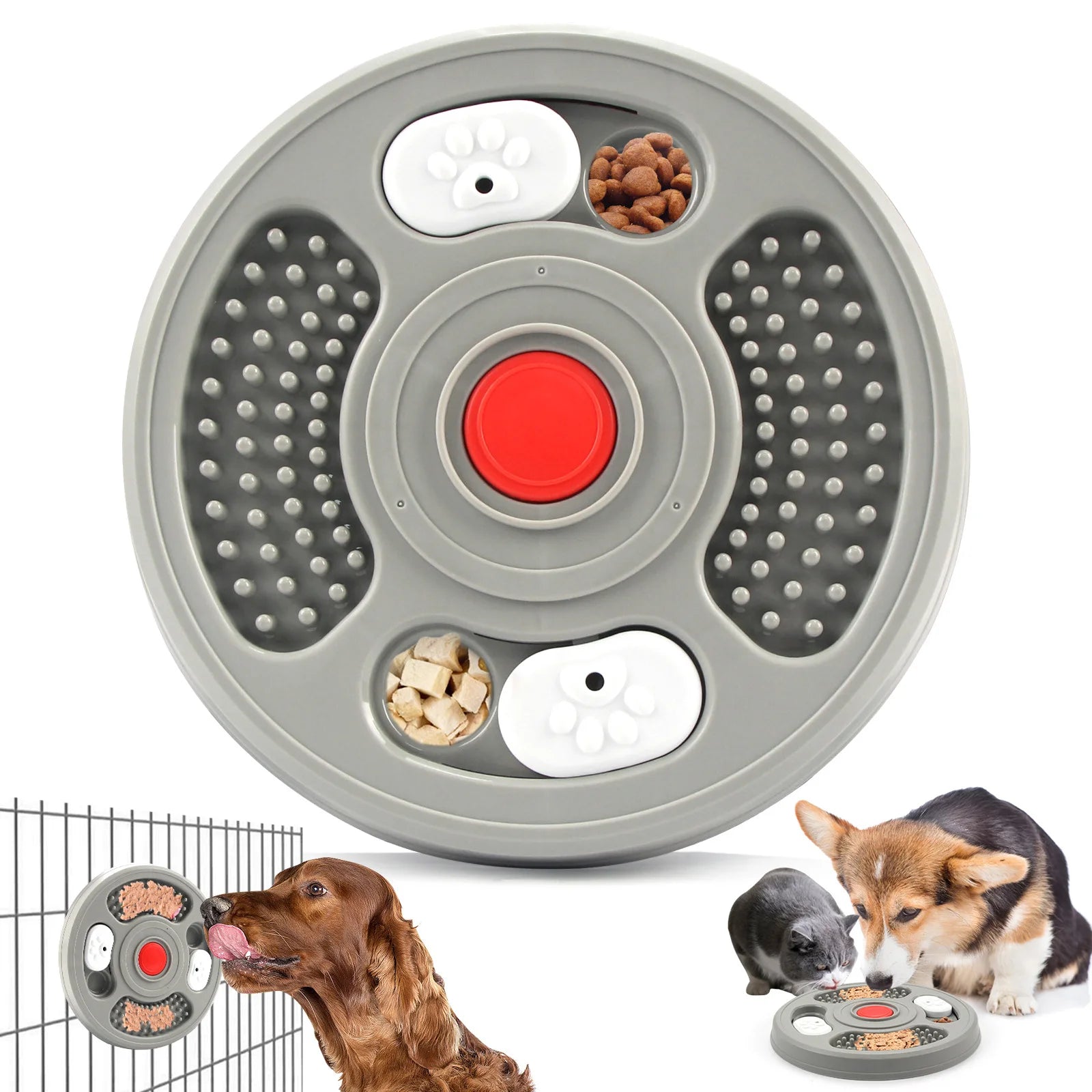 OEM Wholesale Cute Interactive Slow Food Pet Bowl Durable Latex Dog Puzzle Chew Plate Squeaky Anti-BoredomPet Dog Feeder Toys