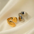 New INS Trendy 18K Gold Plated Stainless Steel Ring Jewelry Gift Double Layer Bead Chain Opening Rings for Girls