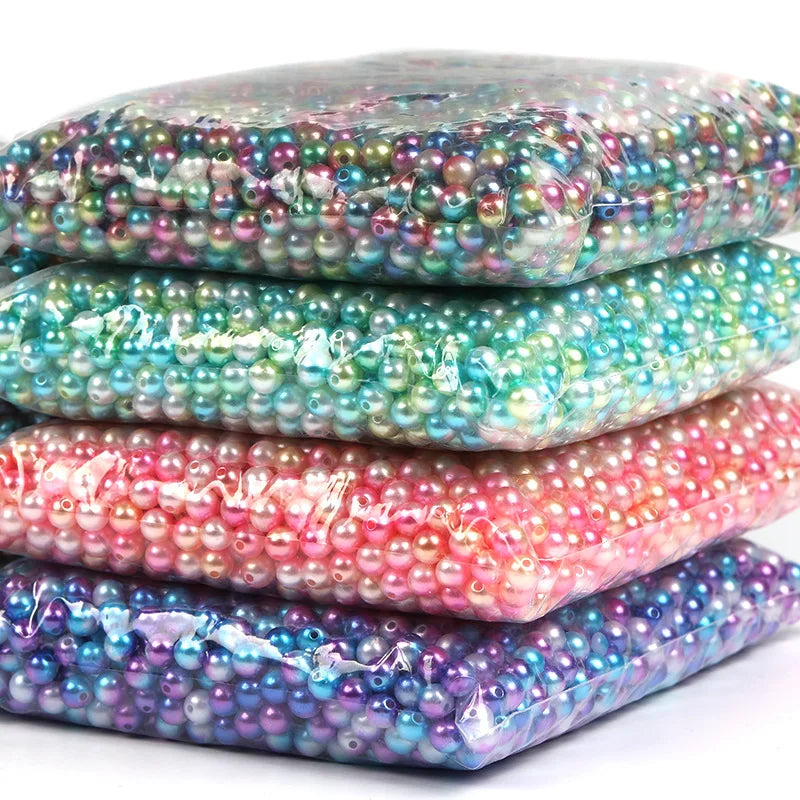 Lan Guang Wholesale 6mm-10mm 13 Colors Dual Color Gradient ABS Imitation Pearl 1.9mm Hole Round Bead DIY Jewelry Accessories