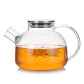1L 1.8L Glass Teapot with Stainless Steel Lid Glass Kettle Heat Resistant Borosilicate Pitcher Carafe No-Dripping for Tea Juice