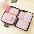Pink Travel Organizer Clothing Seven Piece Set Foldable Waterproof Storage Bag Travel Set Luggage for Outdoor Travel
