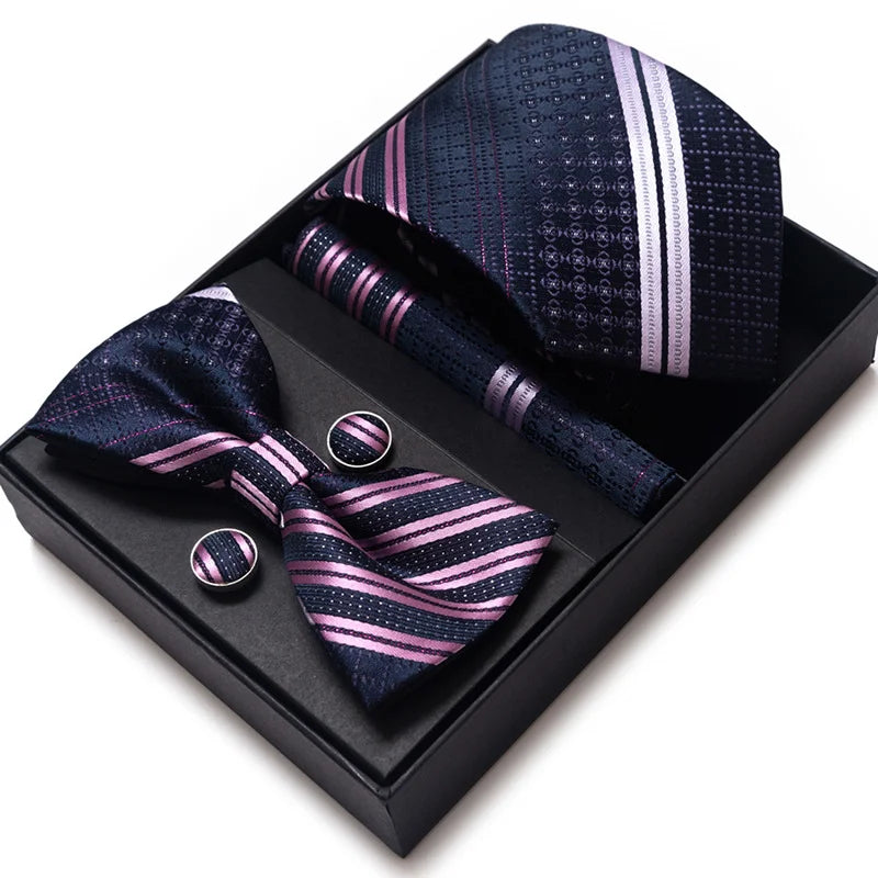 Men's Office Business Cooperation Party Suit Tie Set Brand Marketing Men's square Scarf Tie Cuff Gift Box Set for Father Gift