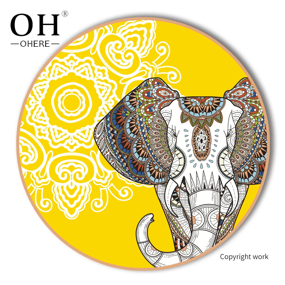 Luxury Yellow Elephant Dinnerware Charger Plate Bone China Wedding Decoration Dishes Porcelain Ceramic Plates for Rentals&Events